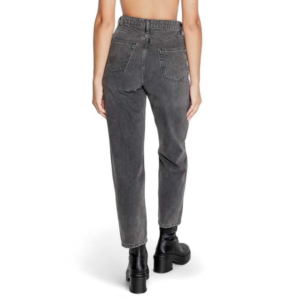Graue Mom-Jeans aus Baumwolle
