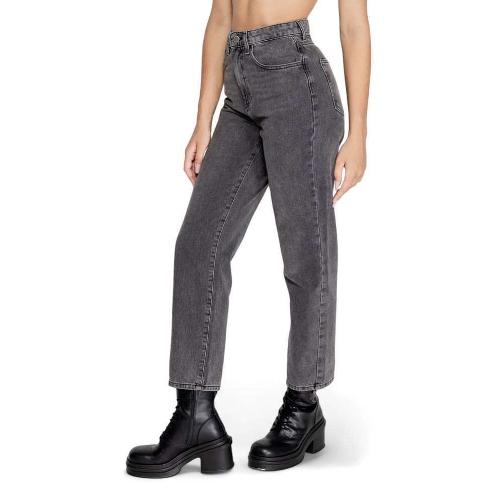 Graue Mom-Jeans aus Baumwolle