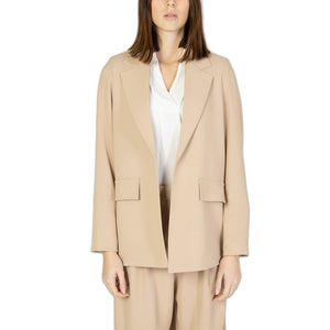 Beigefarbener Polyester-Blazer