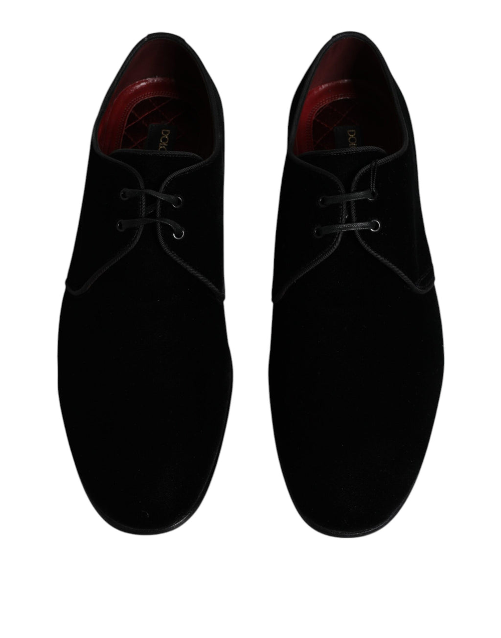 Schwarze Derby-Schnürschuhe aus Samt und Leder