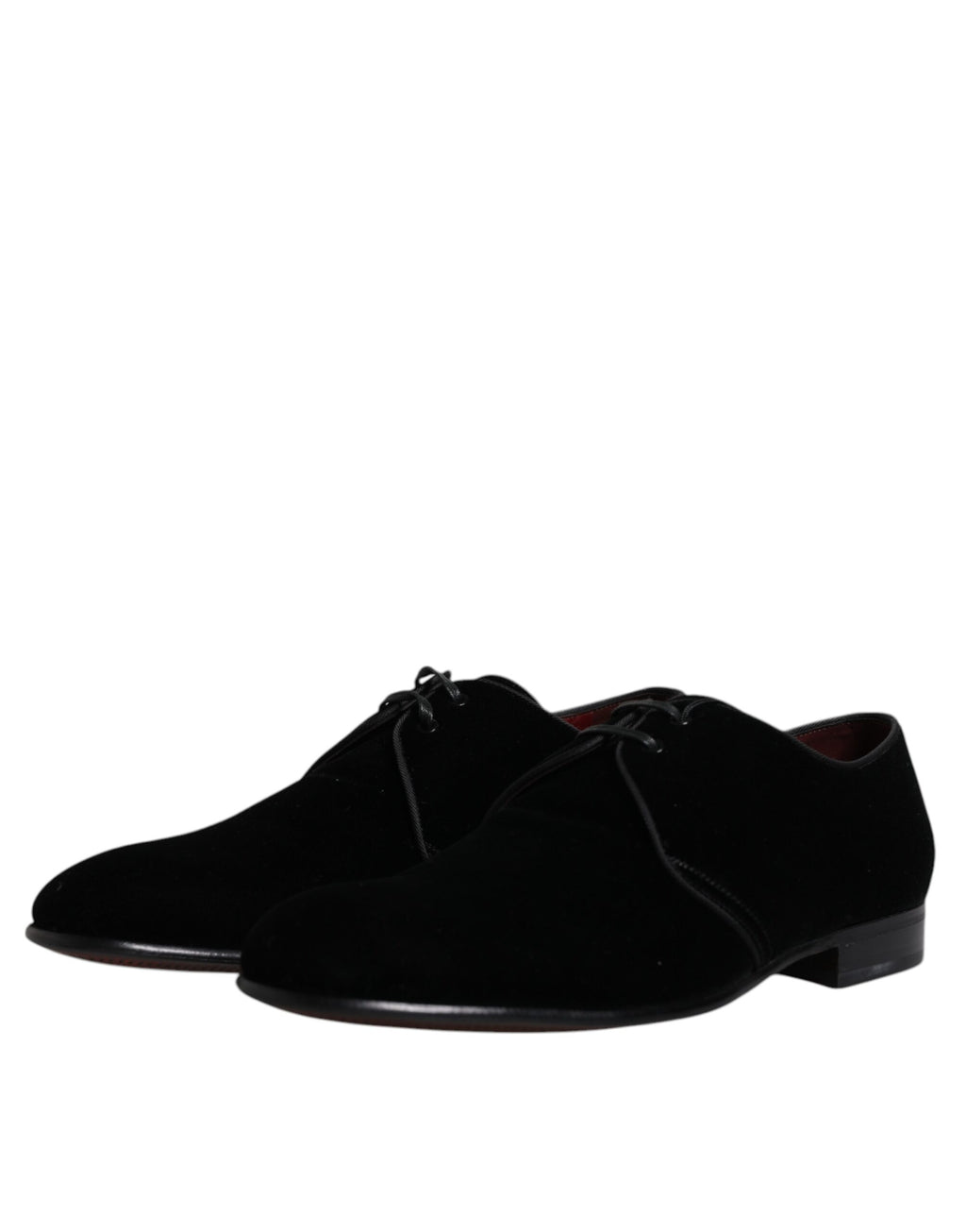 Schwarze Derby-Schnürschuhe aus Samt und Leder