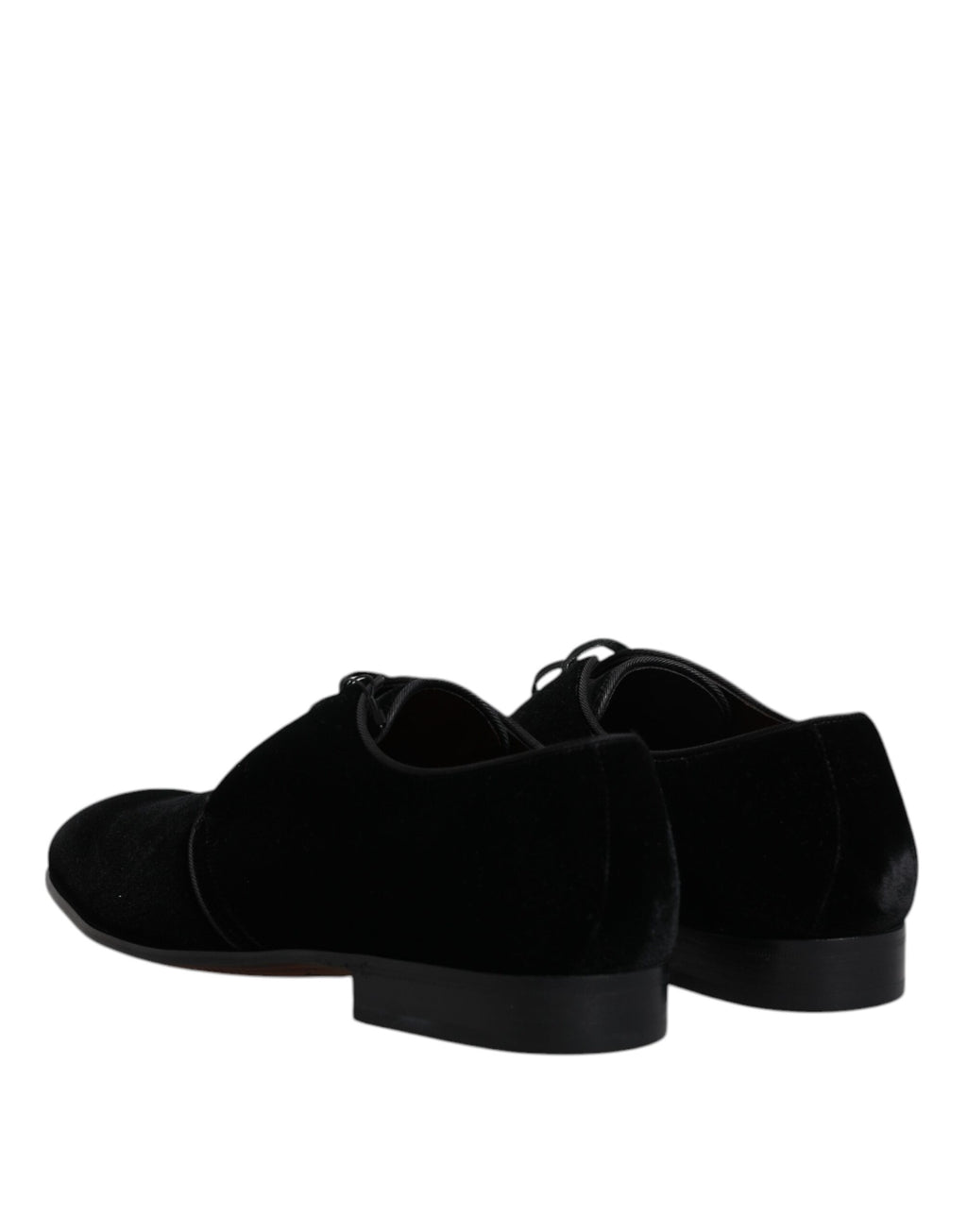Schwarze Derby-Schnürschuhe aus Samt und Leder