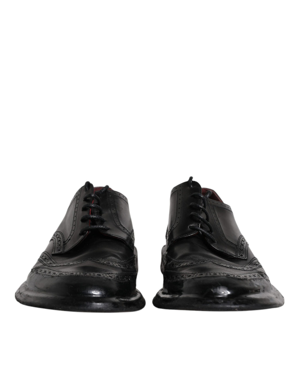 Schwarze Derby-Schuhe aus Leder mit Flügelkappe