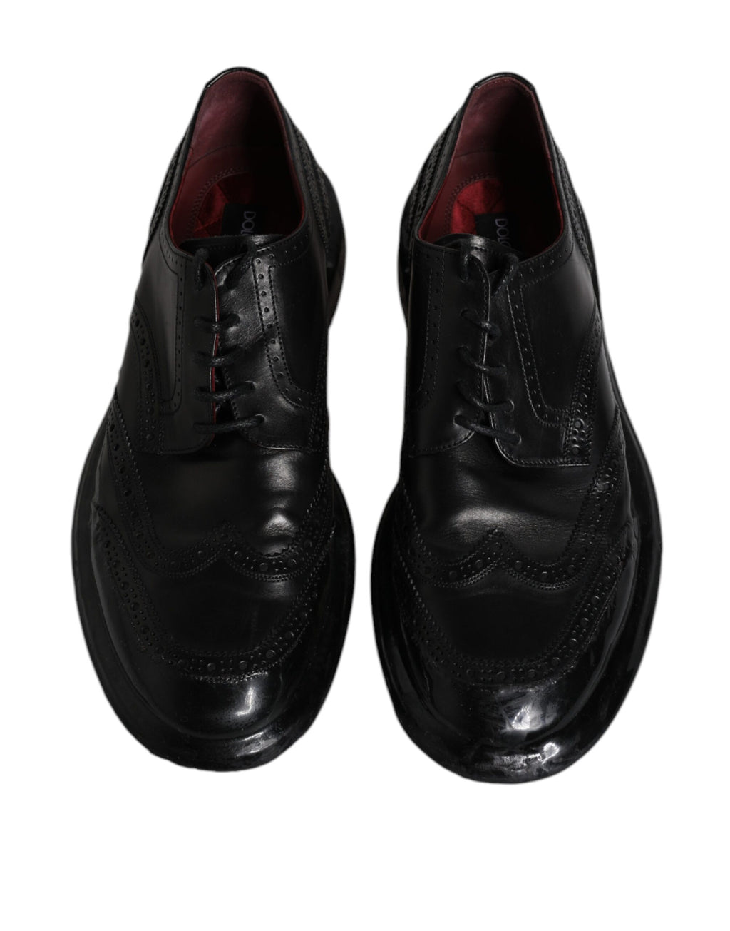 Schwarze Derby-Schuhe aus Leder mit Flügelkappe