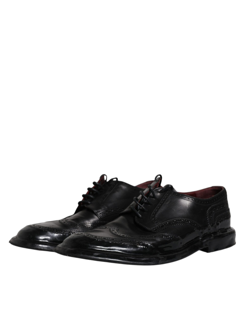 Schwarze Derby-Schuhe aus Leder mit Flügelkappe