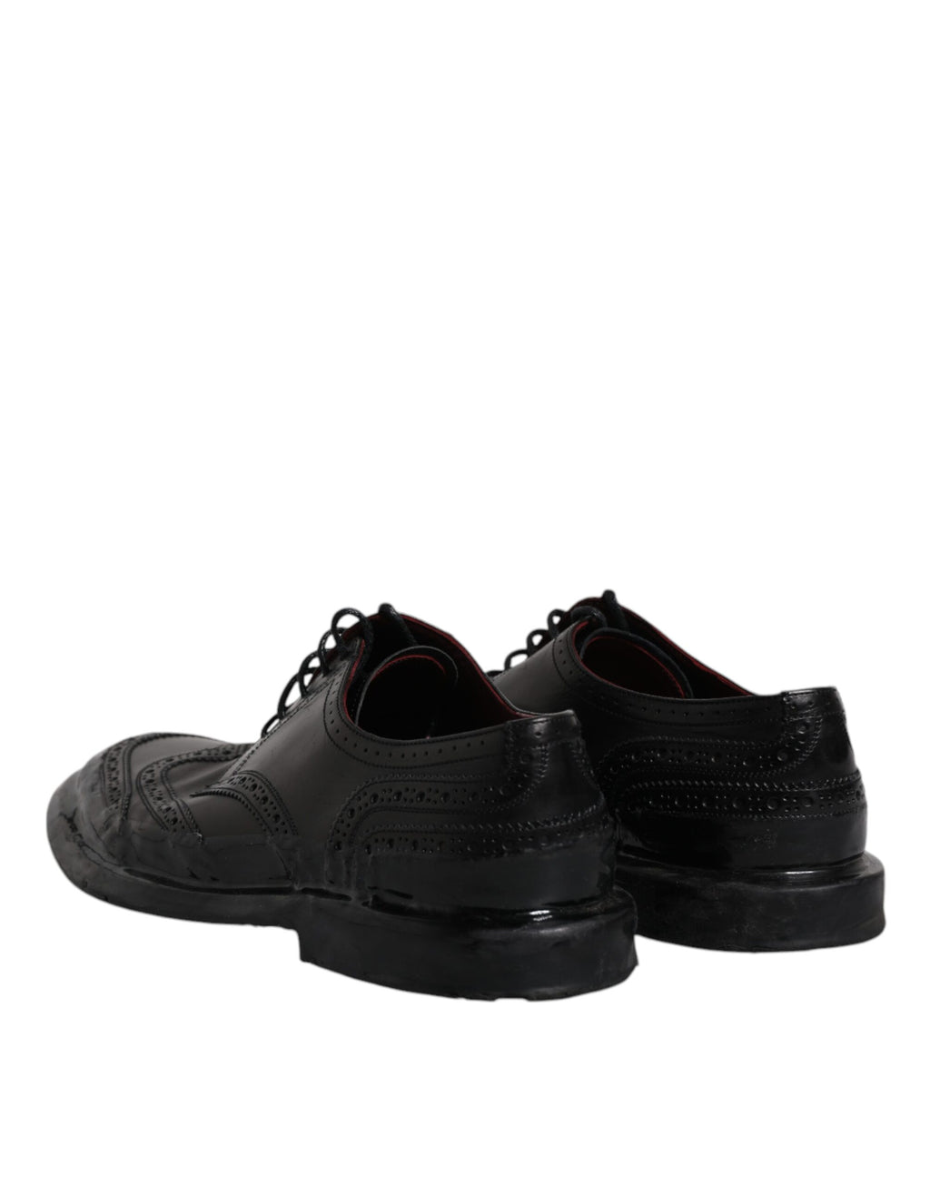 Schwarze Derby-Schuhe aus Leder mit Flügelkappe