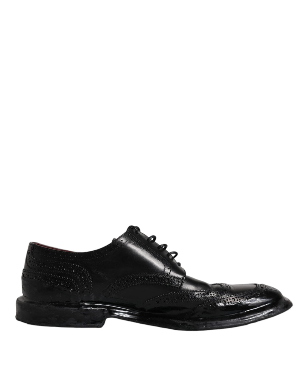 Schwarze Derby-Schuhe aus Leder mit Flügelkappe