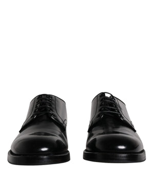 Schwarze Derby-Schnürschuhe aus Leder für Herren