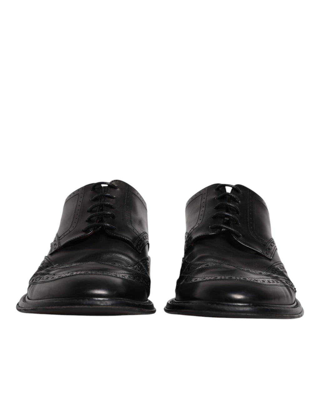 Schwarze Derby-Schuhe aus Leder mit Flügelkappe