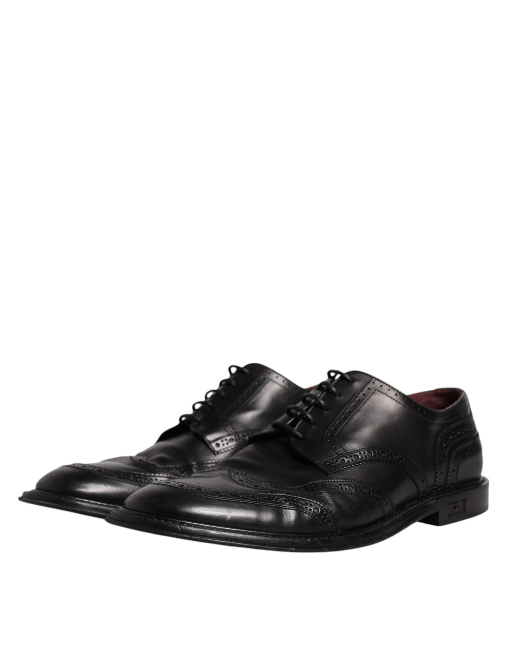 Schwarze Derby-Schuhe aus Leder mit Flügelkappe