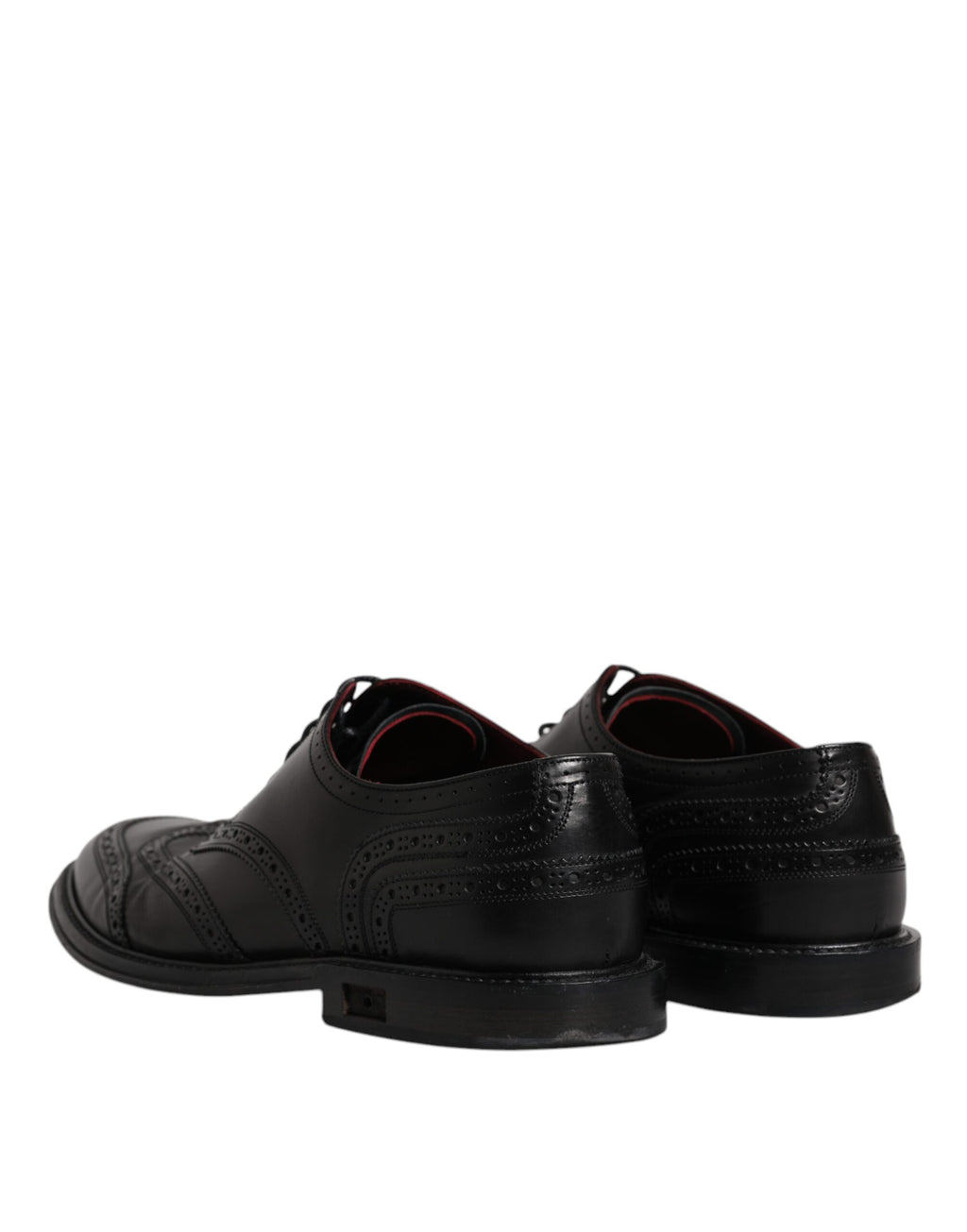 Schwarze Derby-Schuhe aus Leder mit Flügelkappe