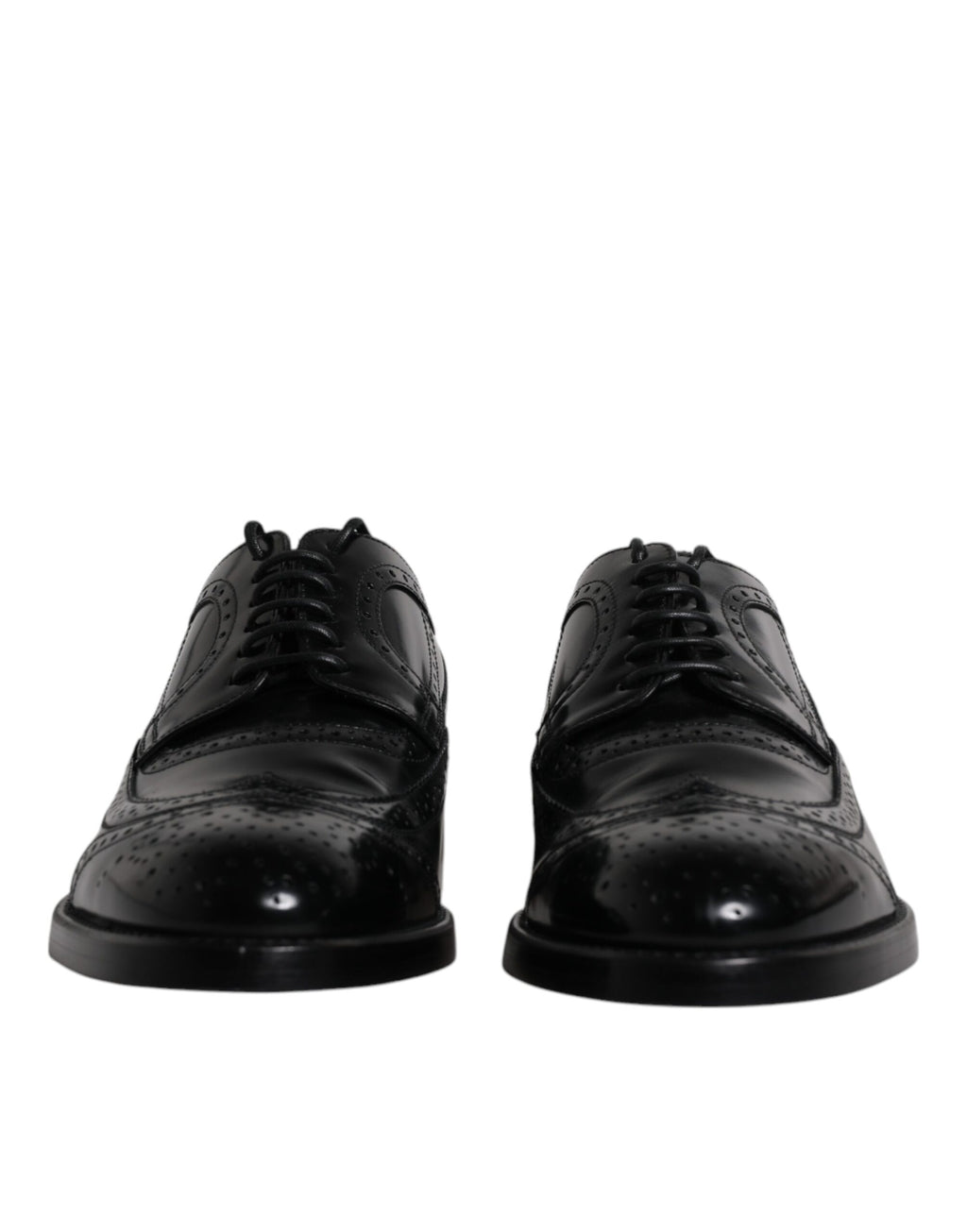 Schwarze Derby-Schuhe aus Leder mit Flügelkappe