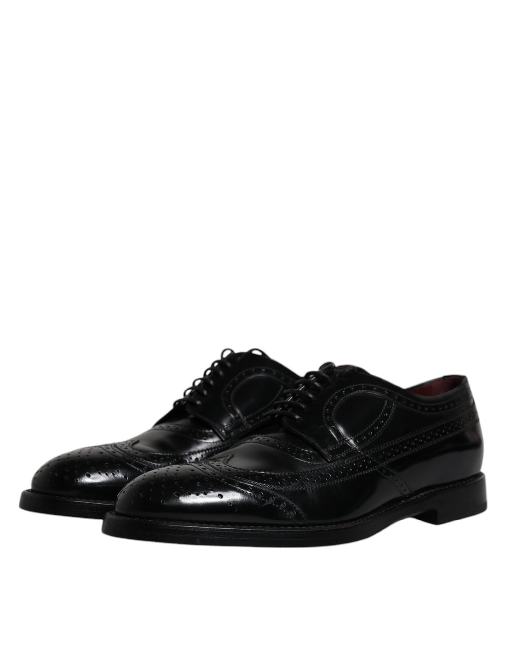 Schwarze Derby-Schuhe aus Leder mit Flügelkappe