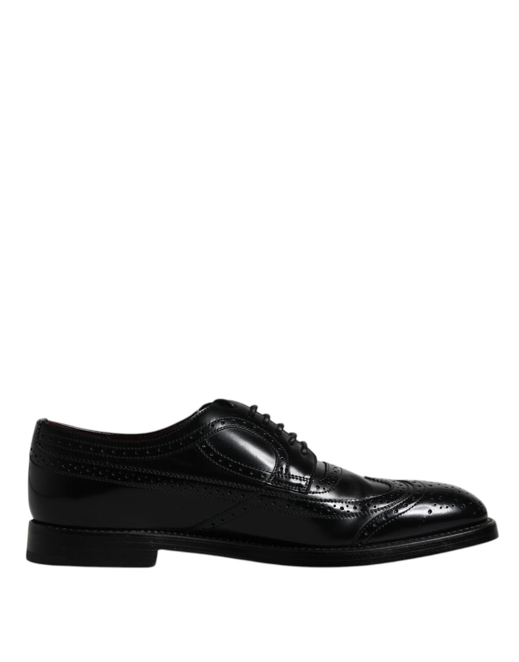 Schwarze Derby-Schuhe aus Leder mit Flügelkappe