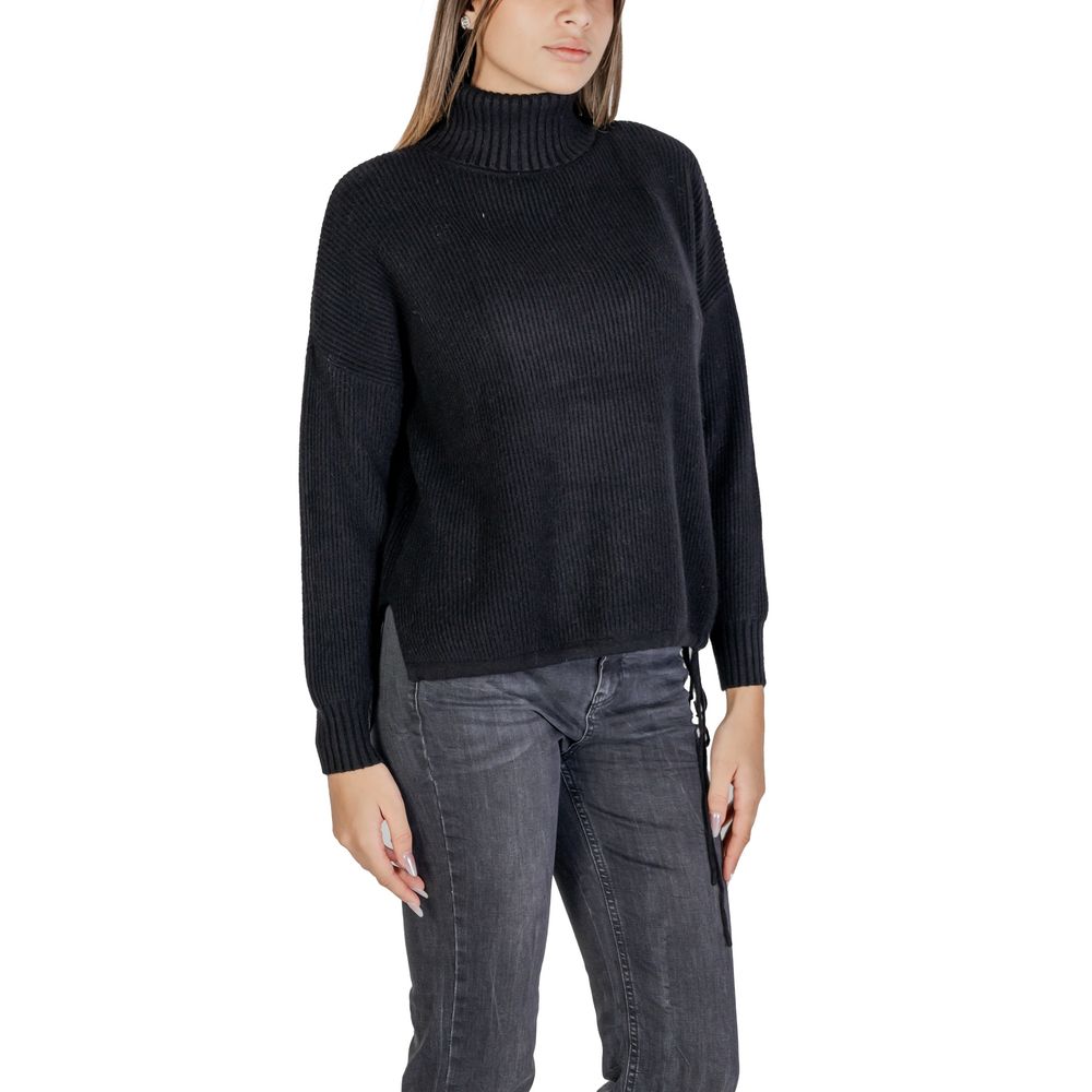 Schwarzer Rollkragenpullover aus Viskose