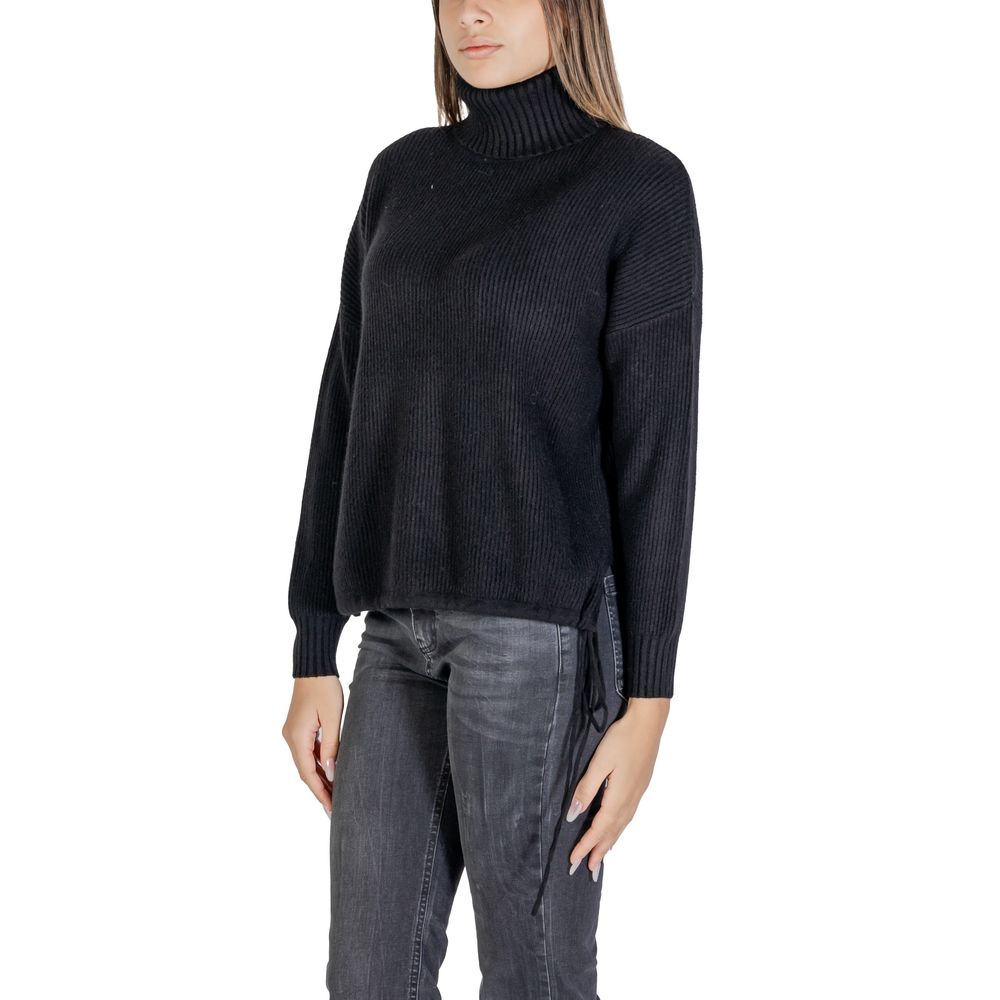 Schwarzer Rollkragenpullover aus Viskose