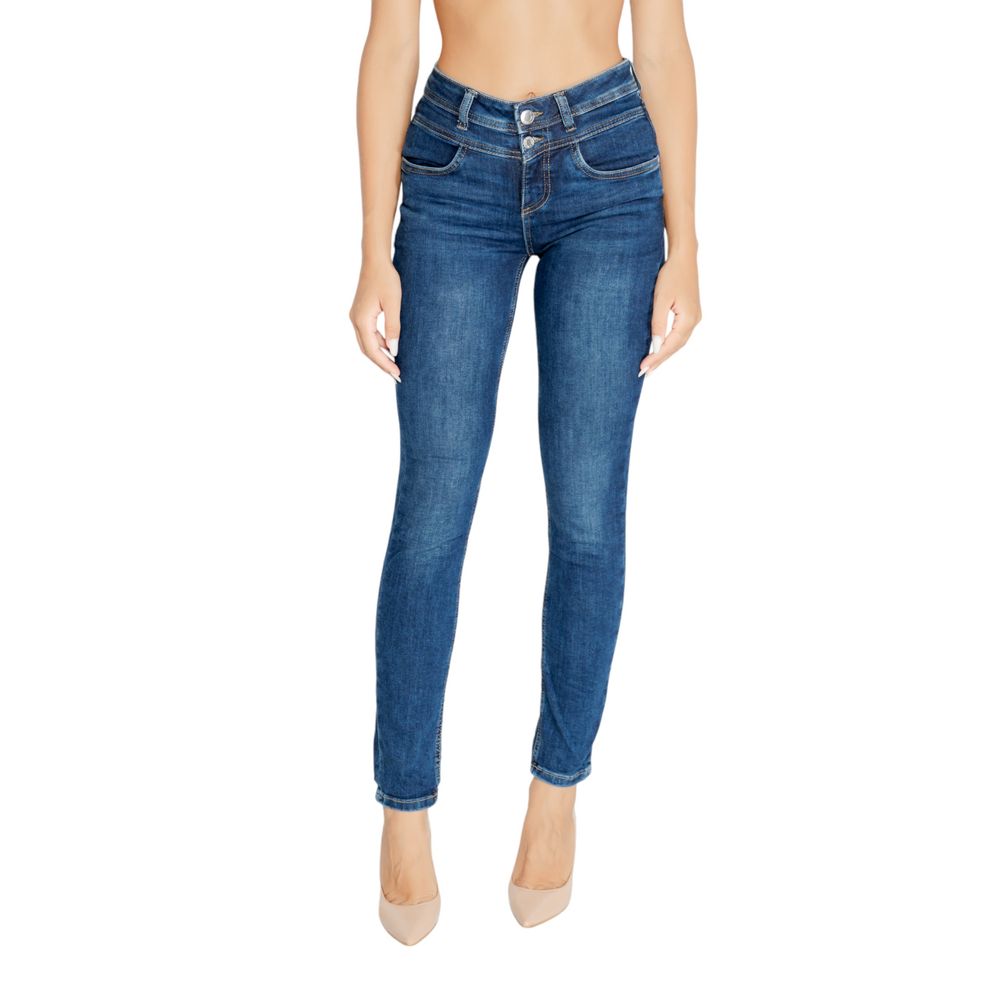 Blaue Mom-Jeans aus Baumwolle