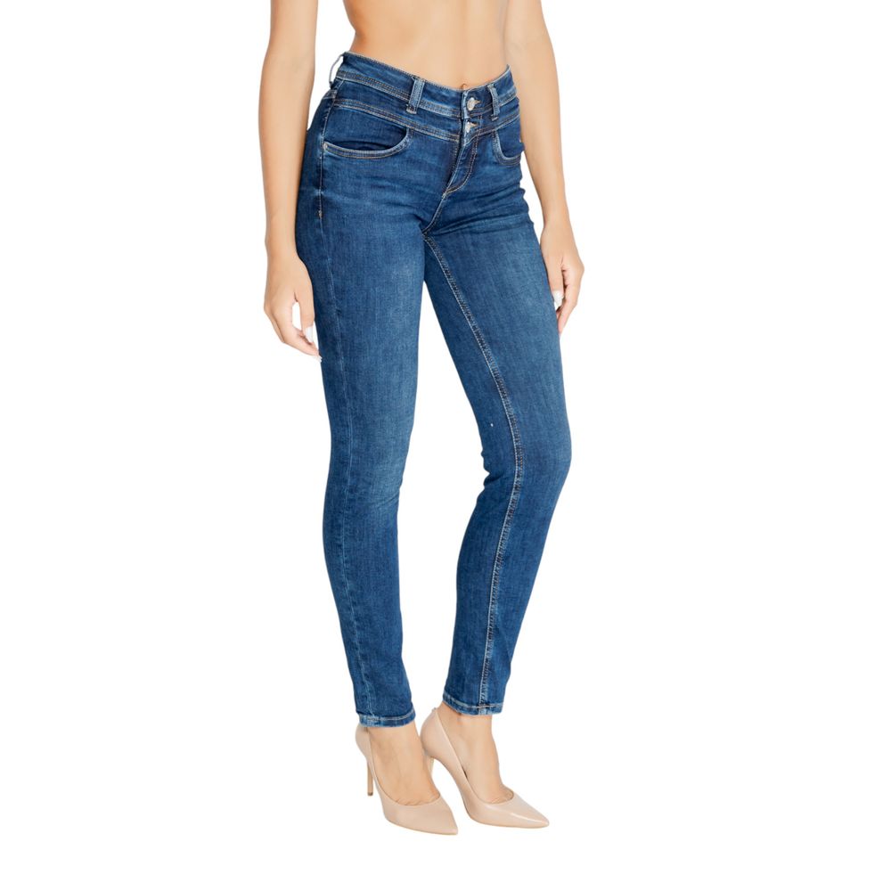 Blaue Mom-Jeans aus Baumwolle