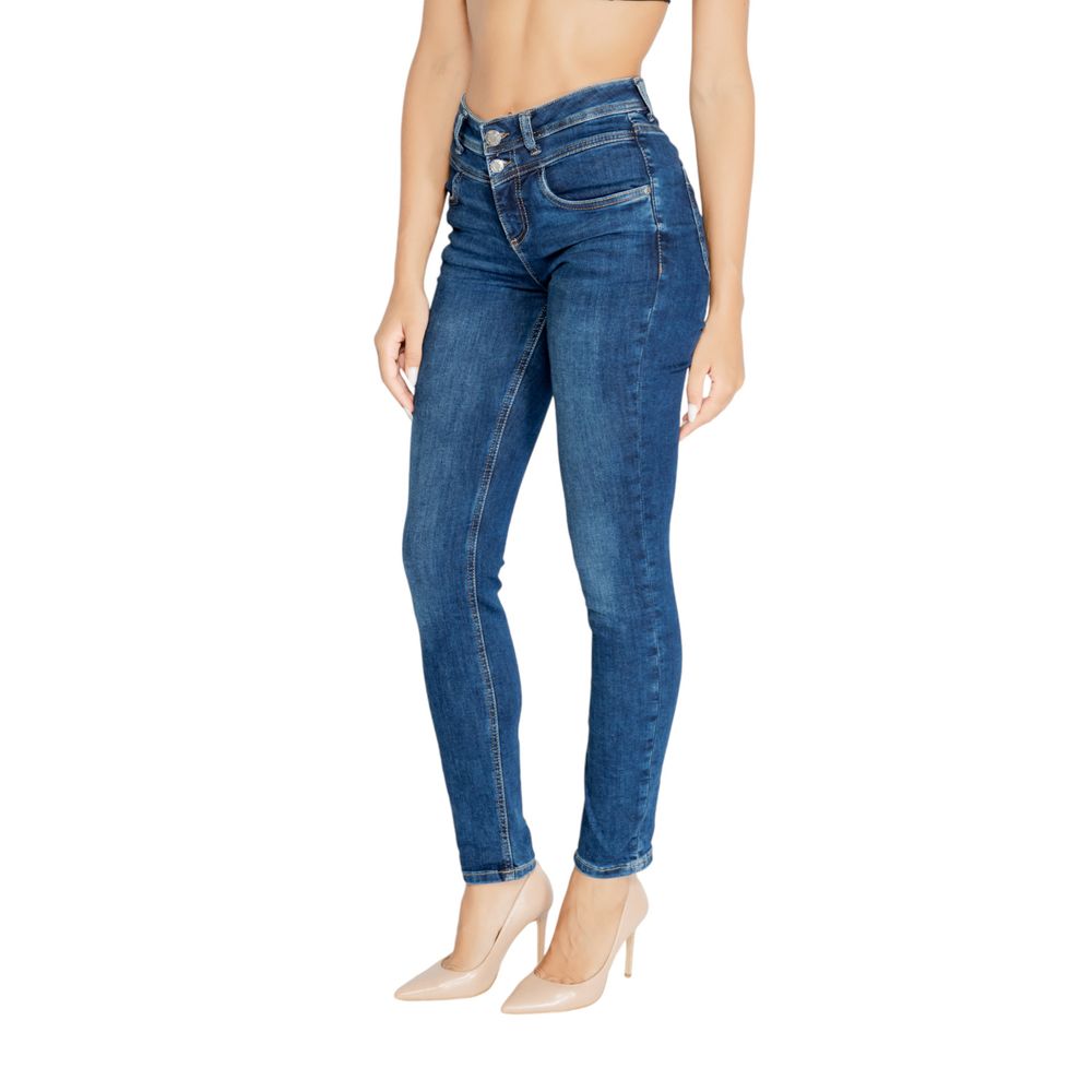 Blaue Mom-Jeans aus Baumwolle