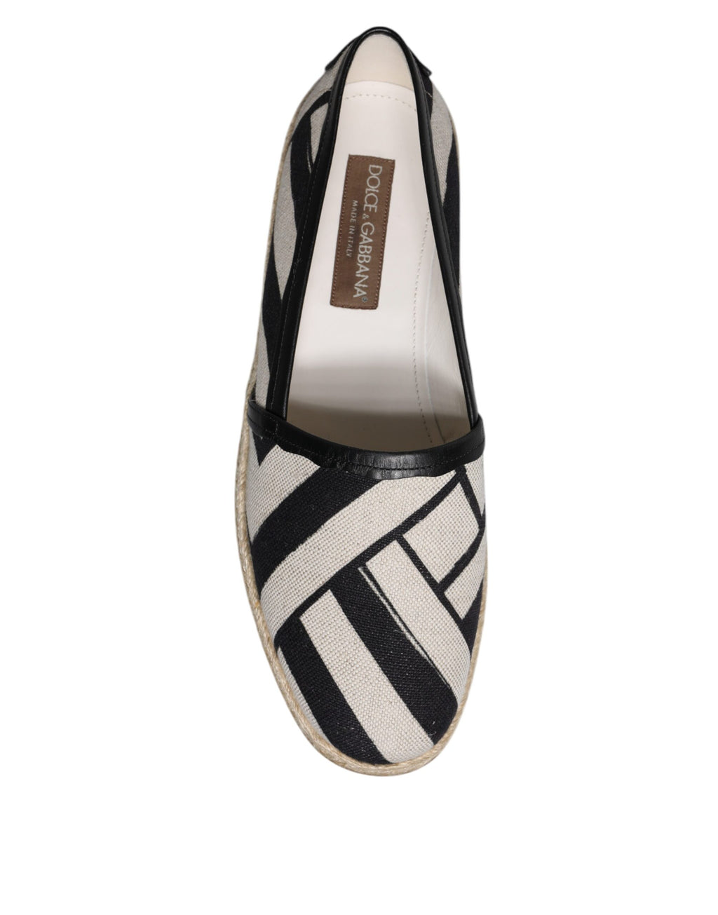 Espadrille-Schuhe mit schwarzen und weißen Streifen