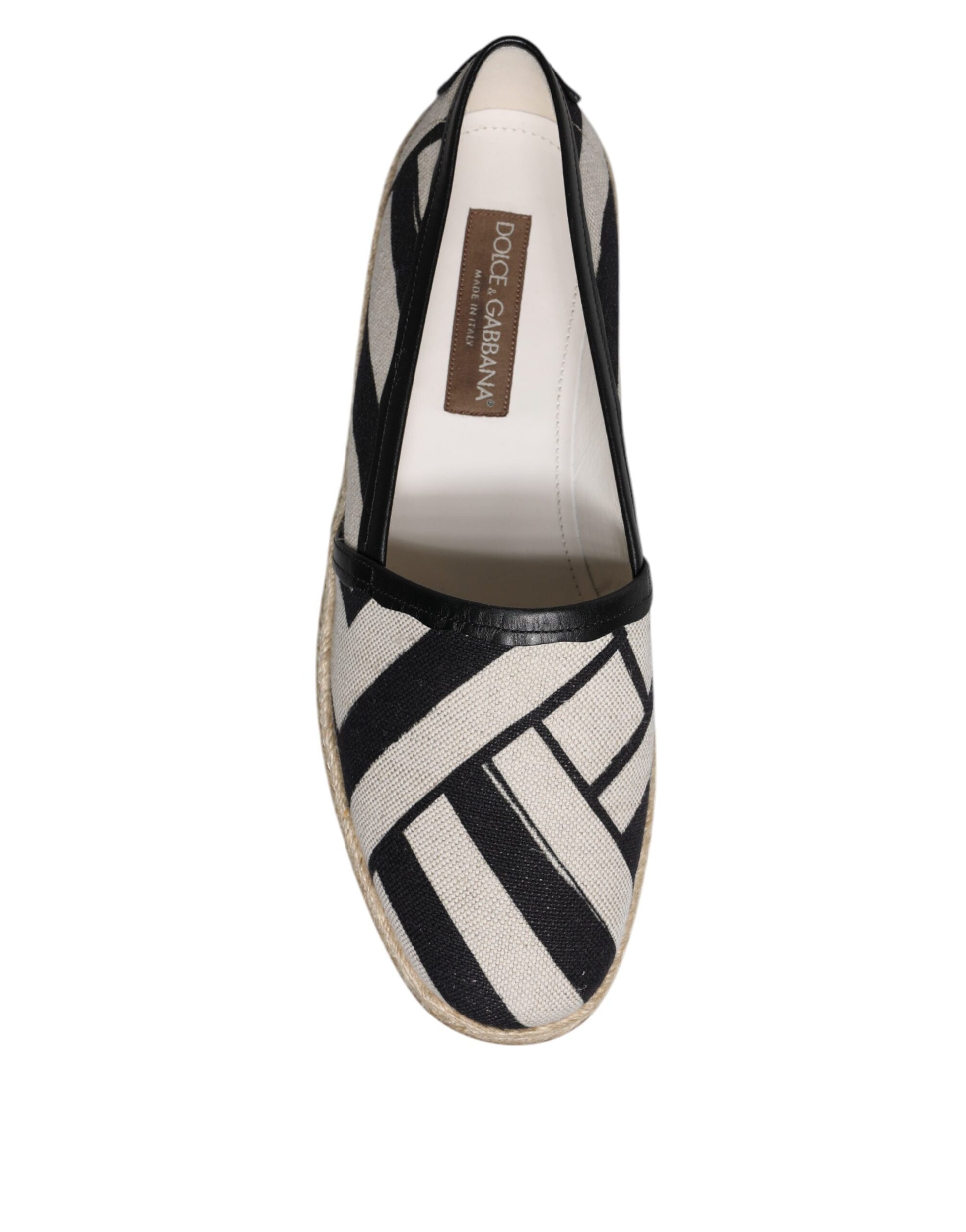 Espadrille-Schuhe mit schwarzen und weißen Streifen