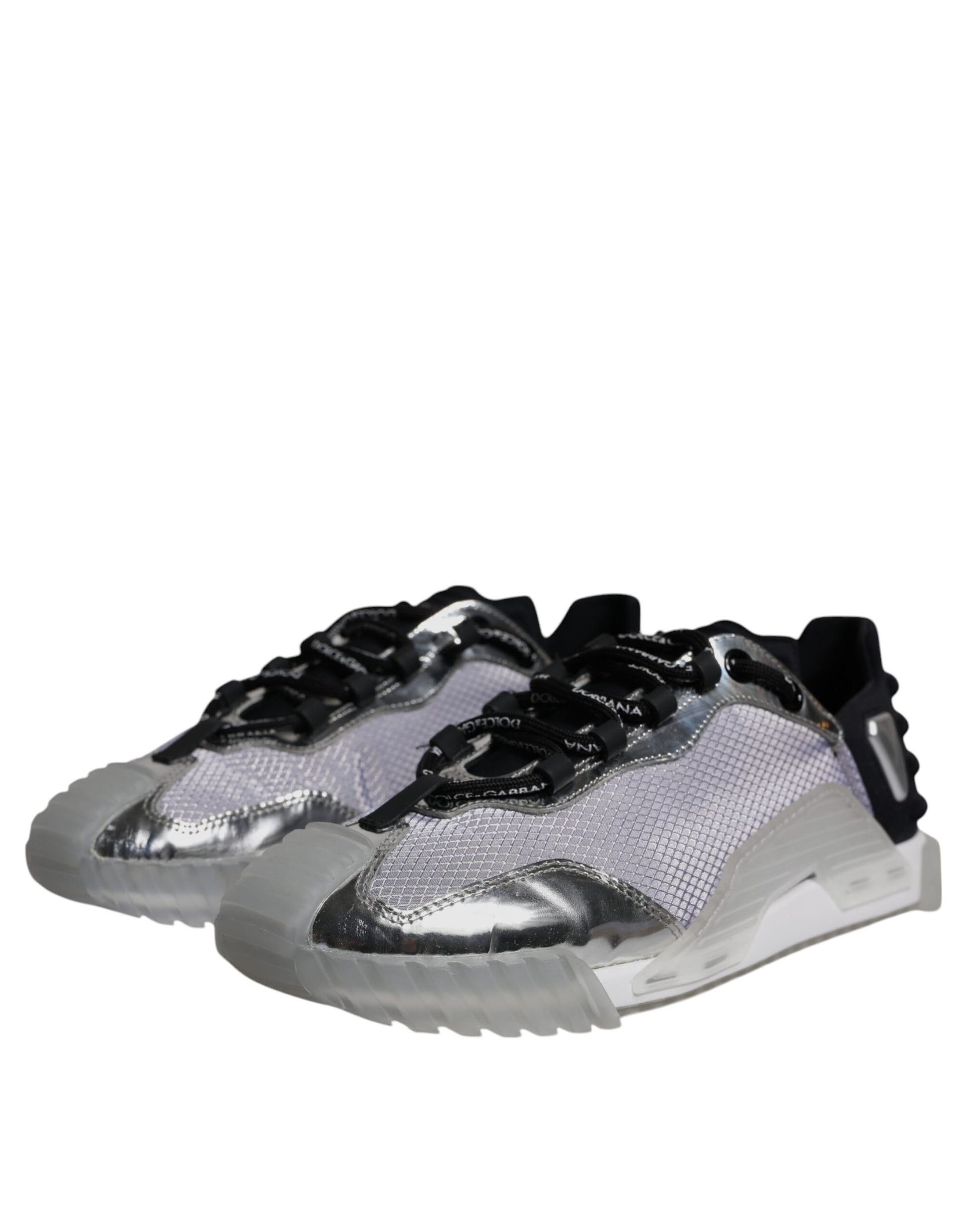 Silber Schwarz Nylon NS1 Low Top Sneakers Schuhe