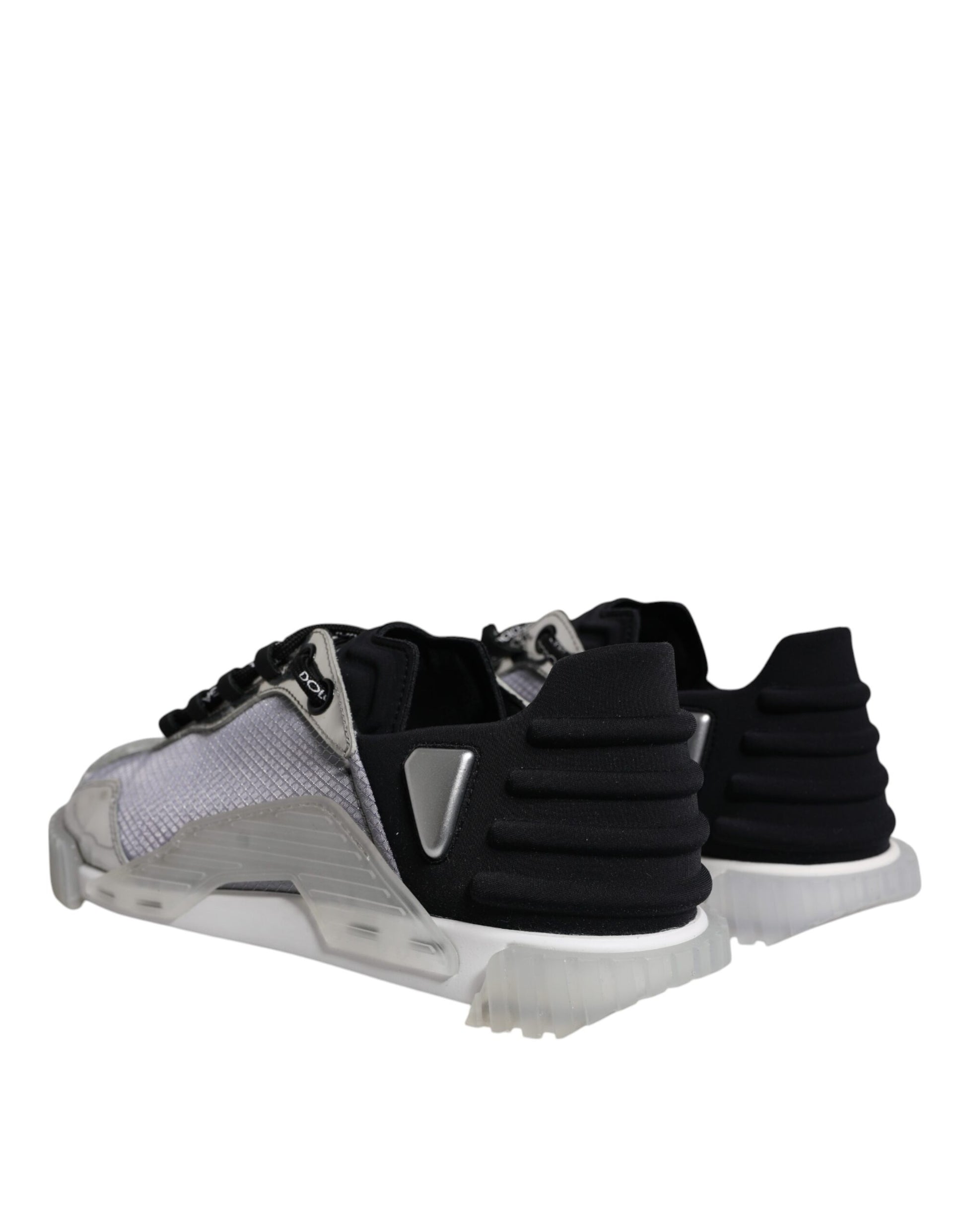 Silber Schwarz Nylon NS1 Low Top Sneakers Schuhe