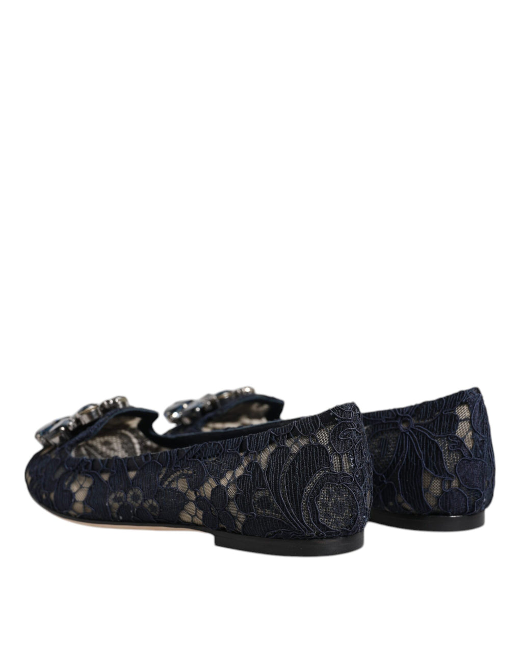 Blaue Taormina Lace Crystals Flats Schuhe