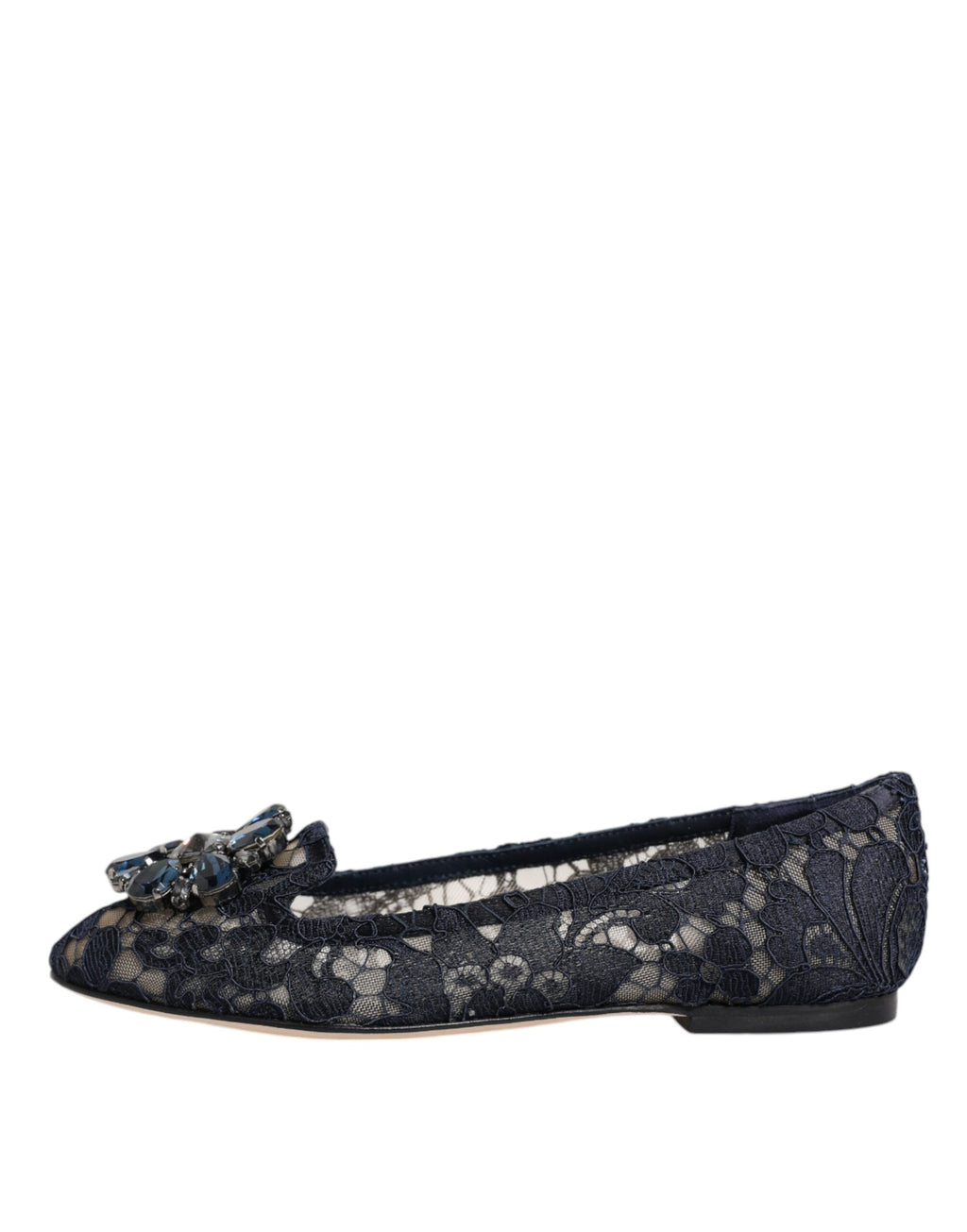Blaue Taormina Lace Crystals Flats Schuhe