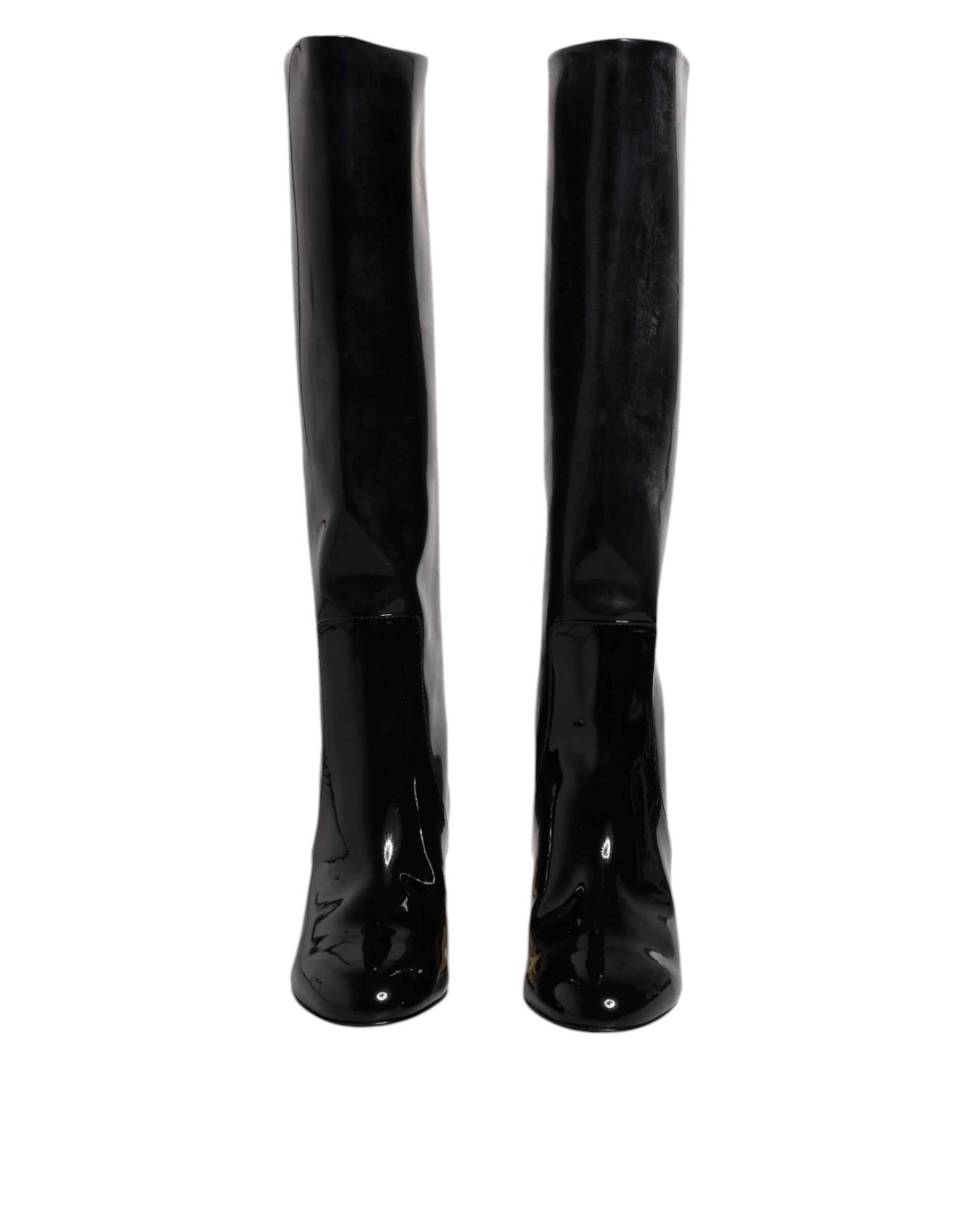Schwarze Lackleder Vally High Boots Schuhe