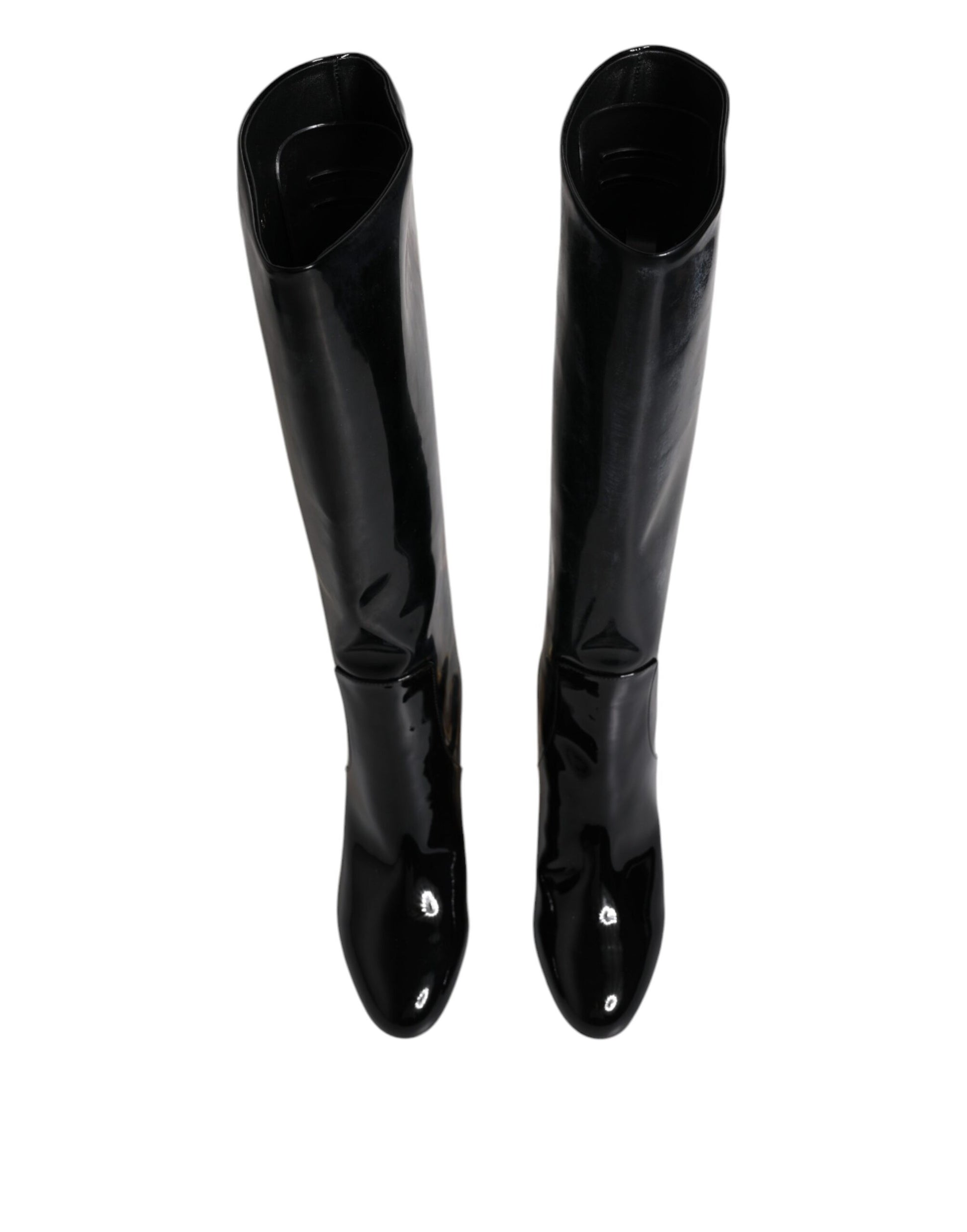 Schwarze Lackleder Vally High Boots Schuhe