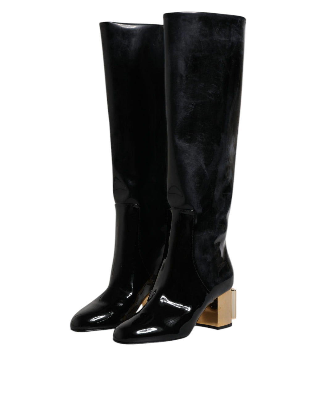 Schwarze Lackleder Vally High Boots Schuhe