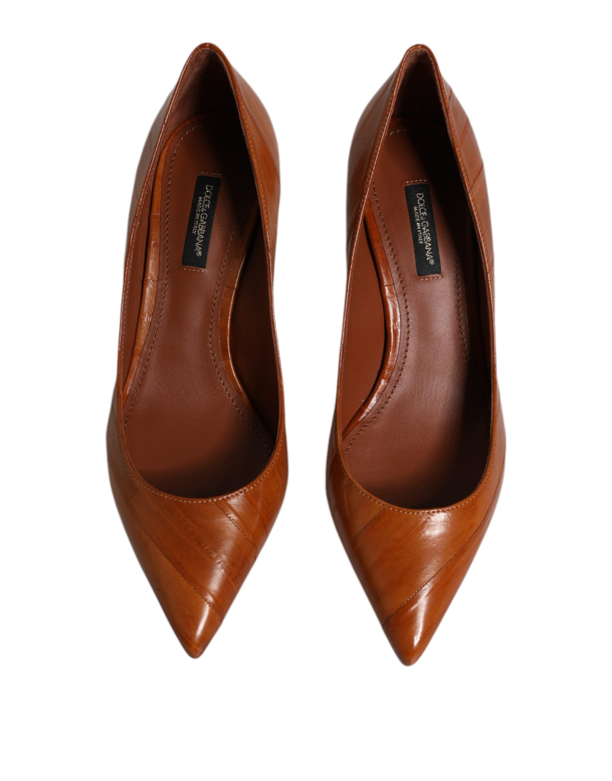 Braune Leder Pumps mit Kitten Heels