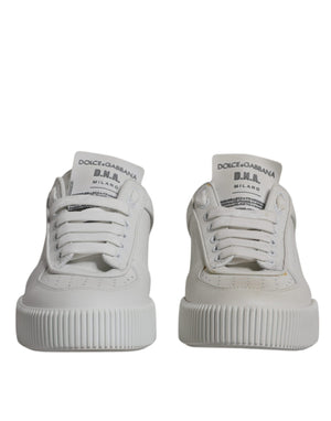 Weiße Miami Leder Low Top Sneakers Schuhe