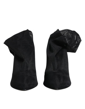 Schwarze Sockenstiefel aus Stretch-Mesh aus Seide