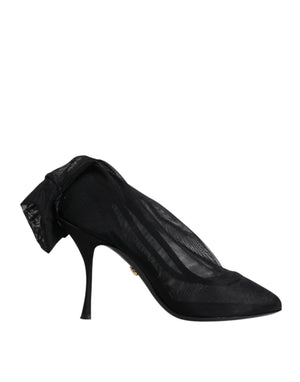 Schwarze Sockenstiefel aus Stretch-Mesh aus Seide