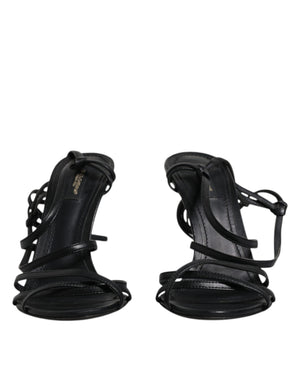 Schwarze Leder High Heels Keira Sandalen Schuhe