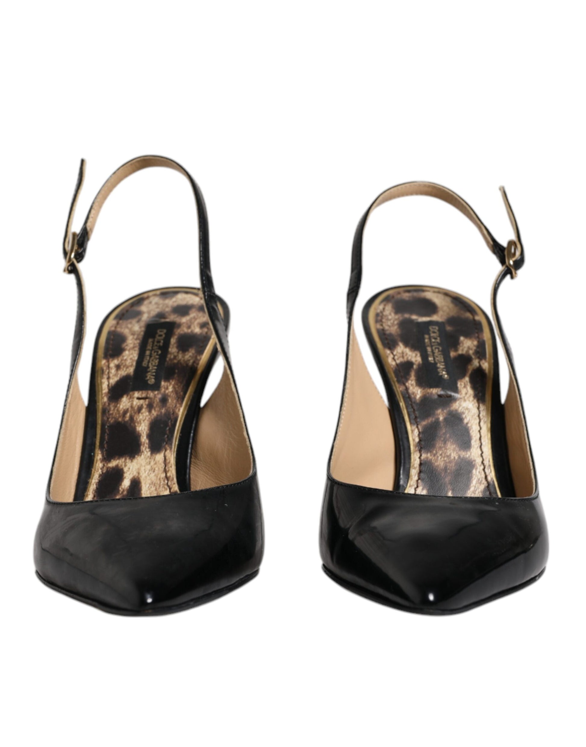 Schwarze Leder High Heels Slingbacks Schuhe