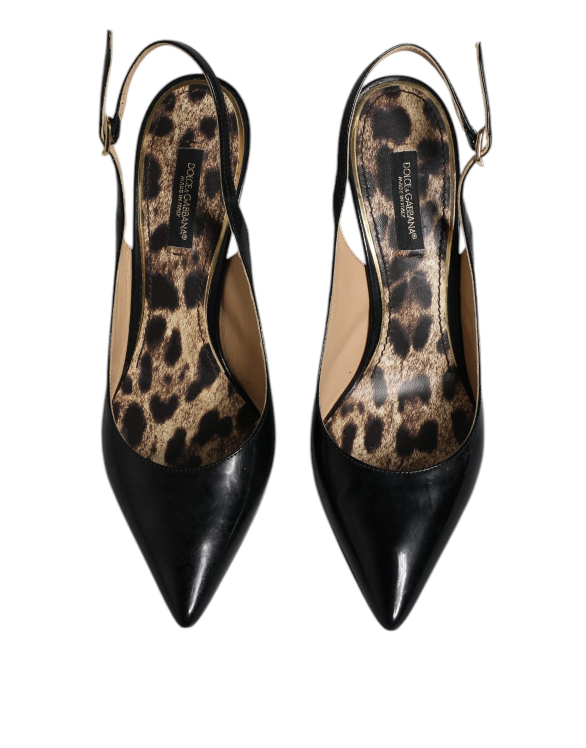 Schwarze Leder High Heels Slingbacks Schuhe