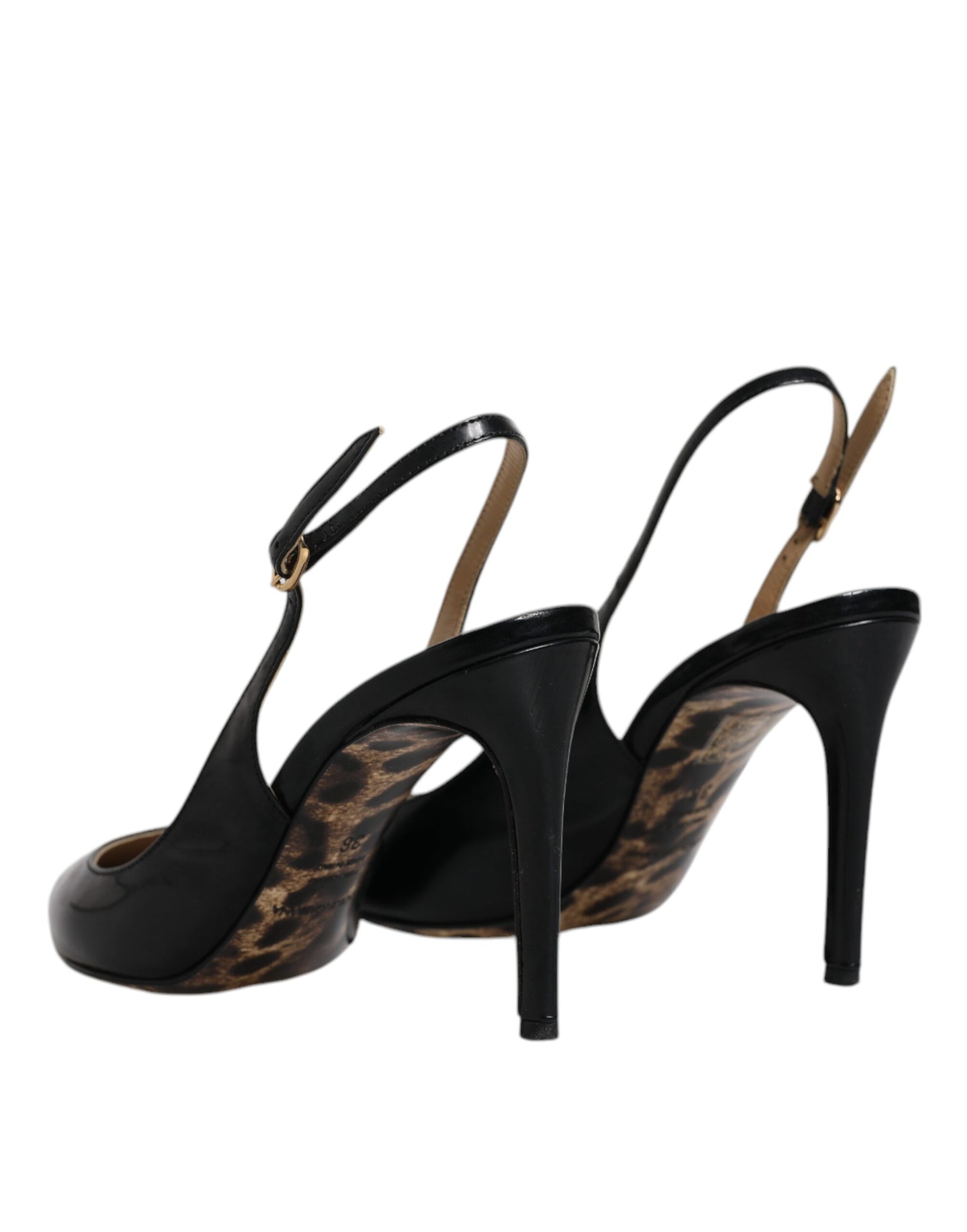 Schwarze Leder High Heels Slingbacks Schuhe
