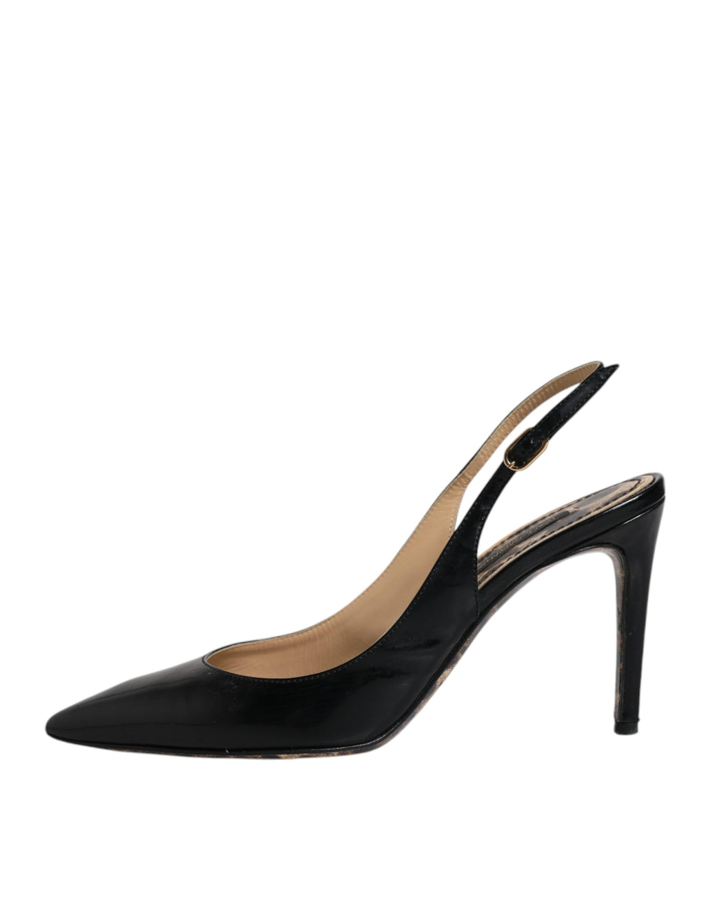 Schwarze Leder High Heels Slingbacks Schuhe