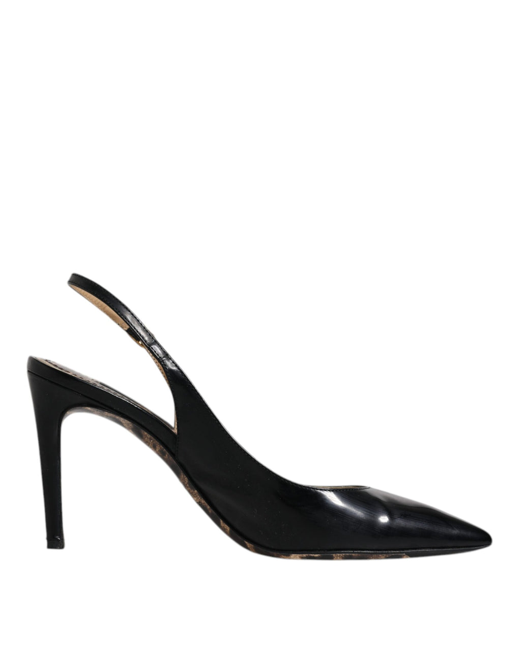 Schwarze Leder High Heels Slingbacks Schuhe