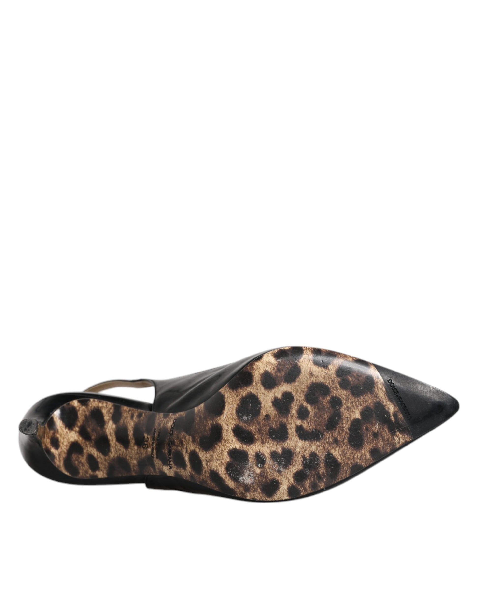 Schwarze Leder High Heels Slingbacks Schuhe