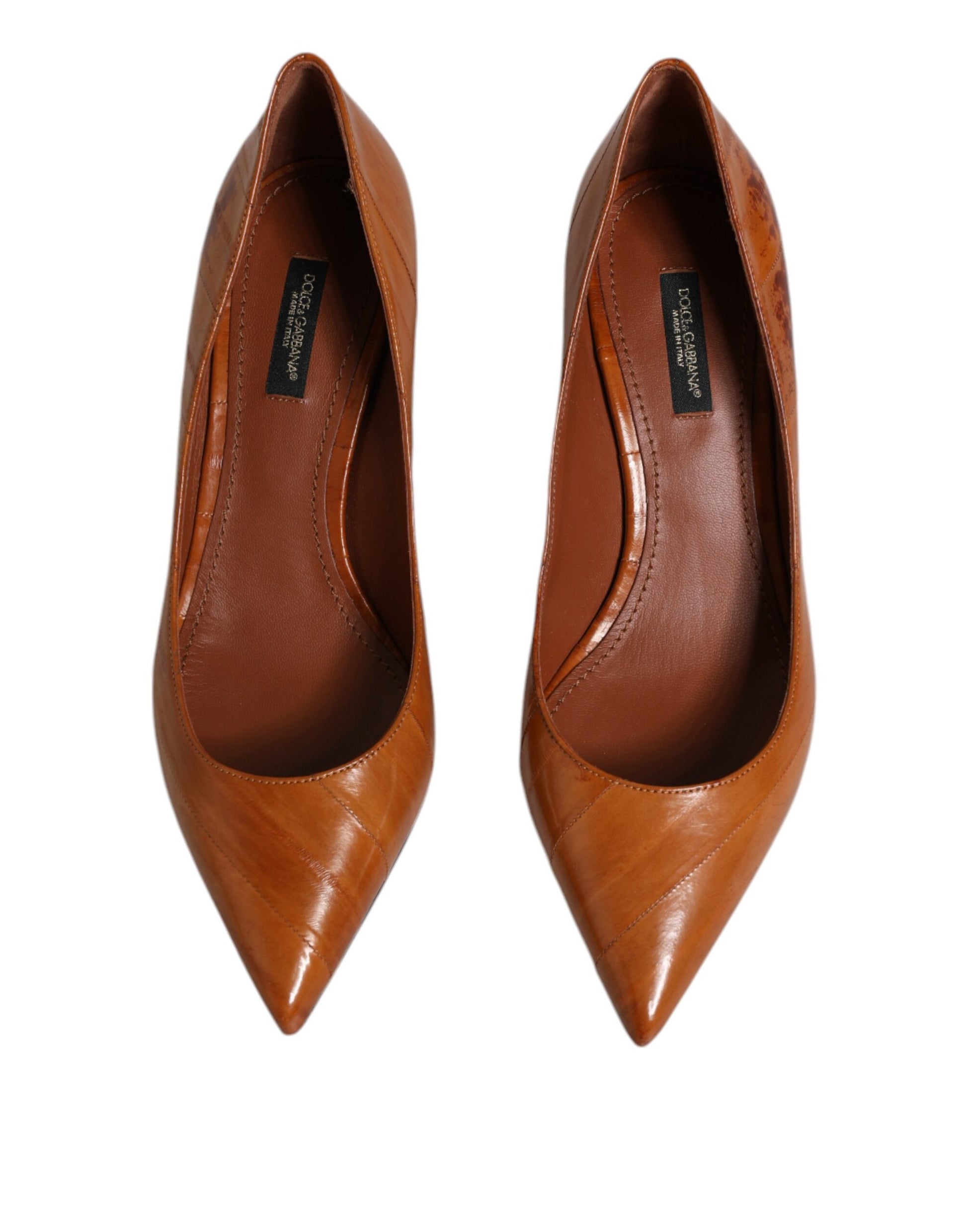 Braune Leder Pumps mit Kitten Heels