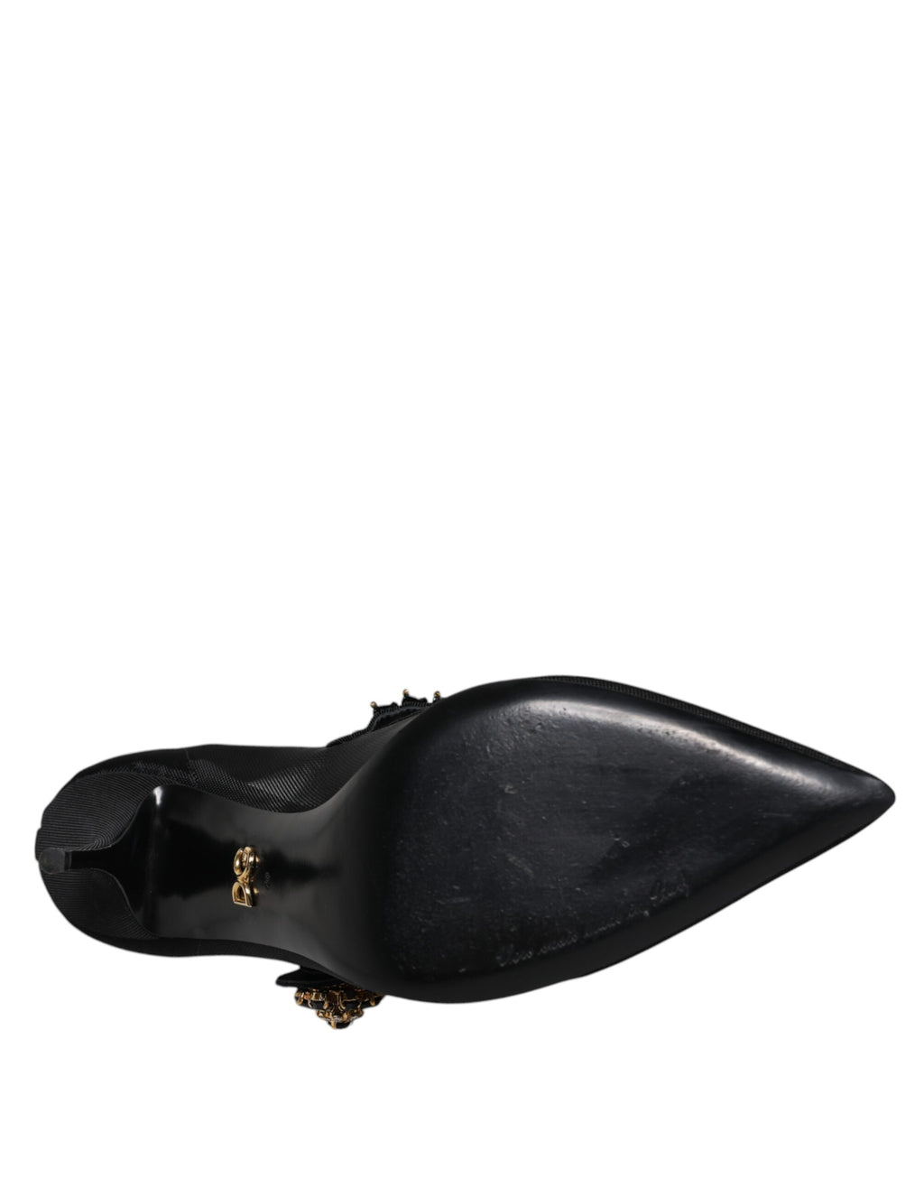 Schwarze Mary-Jane-Pumps aus Netzstoff mit Kristallabsatz