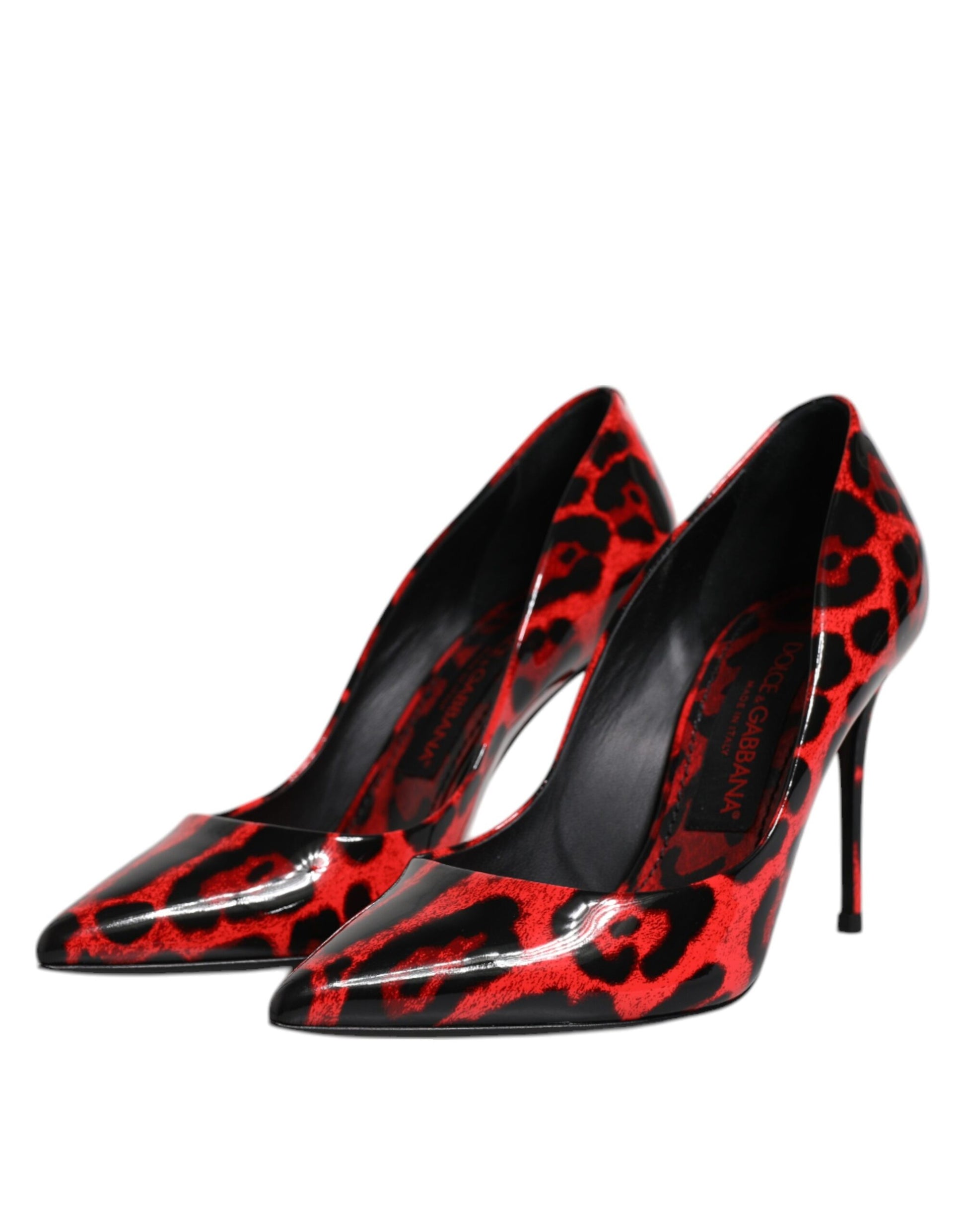 Rote Leoparden-Leder-Stiletto-High-Heels-Pumps-Schuhe