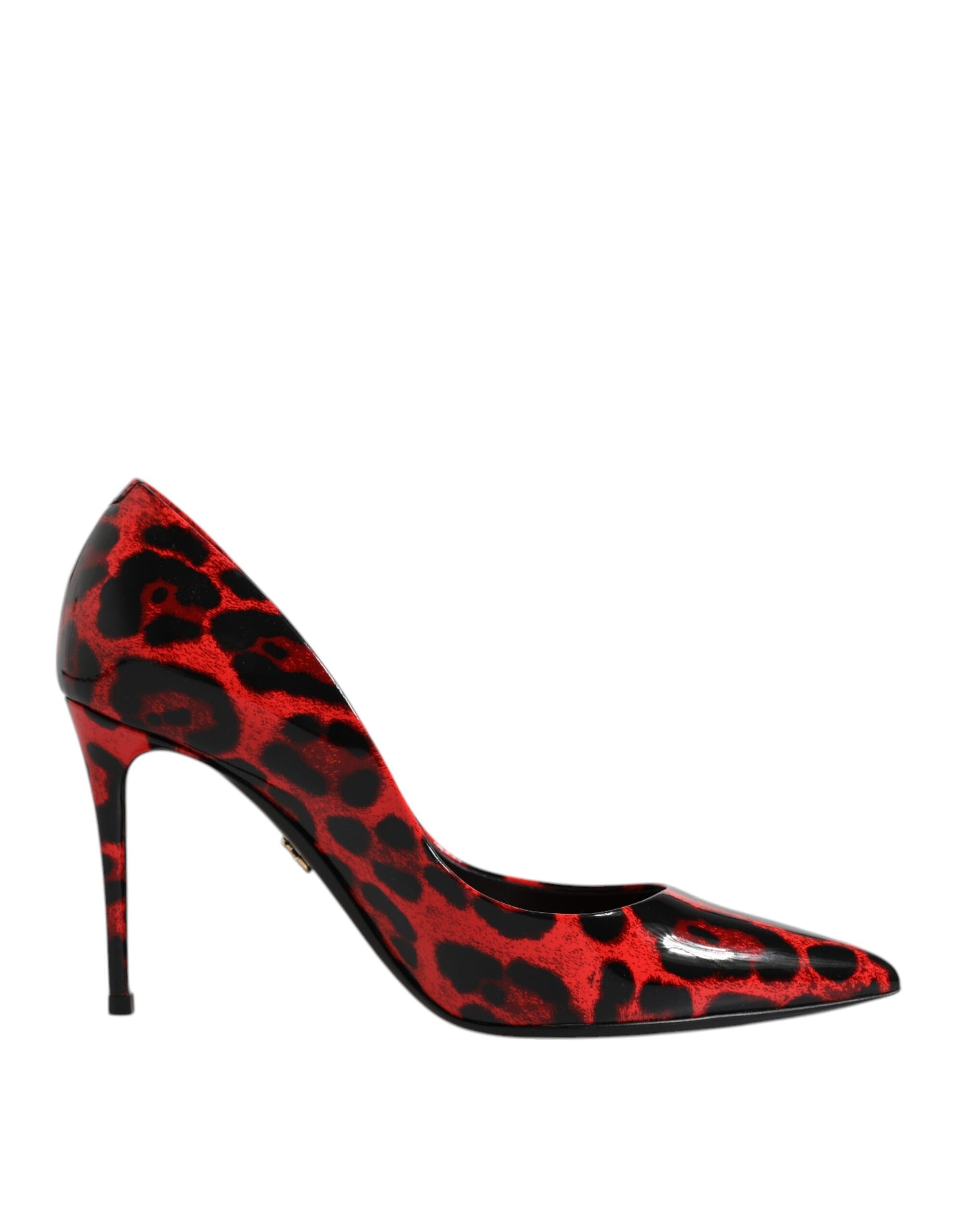 Rote Leoparden-Leder-Stiletto-High-Heels-Pumps-Schuhe