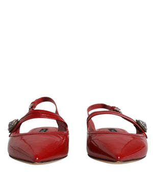 Rote Leder Slingback Flats Sandalen Schuhe