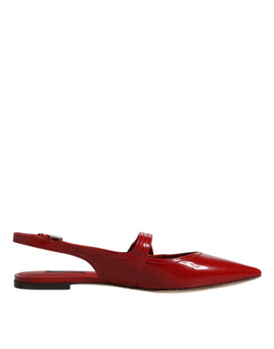 Rote Leder Slingback Flats Sandalen Schuhe