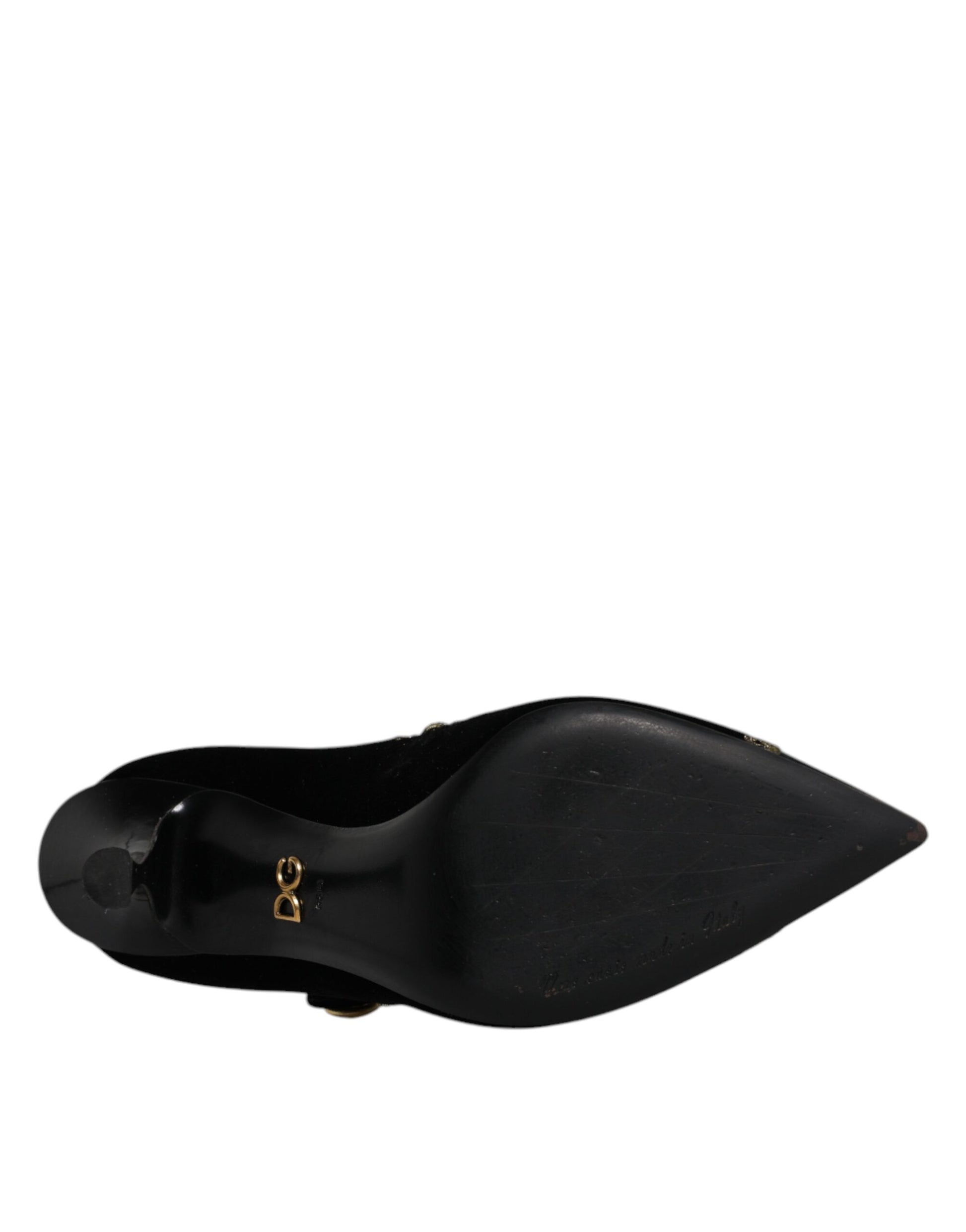 Schwarze Mary Janes Pumps aus Samt in Gold